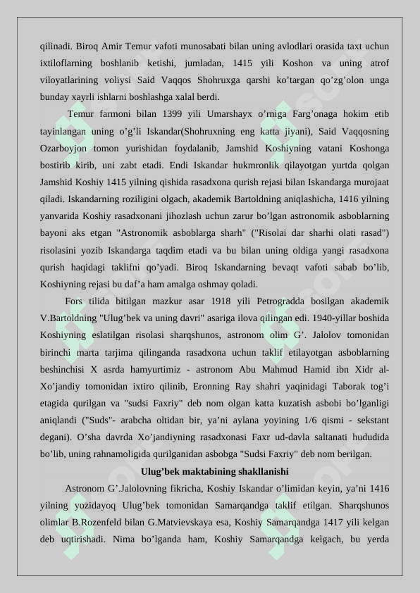 Jamiyat hayotida “Ulug’bek akademiyasi”ning tutgan o’rni 24 6