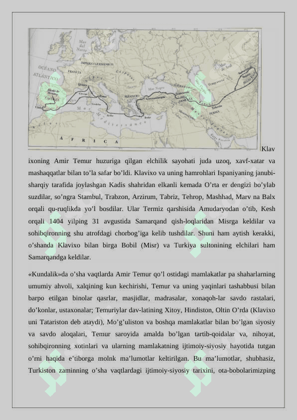 Rui Gonsales de Klavihoning “Samarqandga – Amir Temur saroyiga sayohat kundaligi” asari tarixiy manba sifatida 5