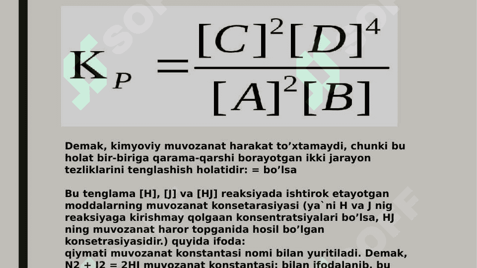 Kimyoviy muvozanat va uning siljishiga ta’sir  etuvchi omillar 7