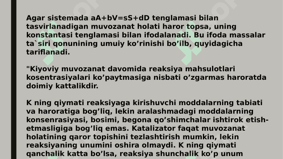 Kimyoviy muvozanat va uning siljishiga ta’sir  etuvchi omillar 8