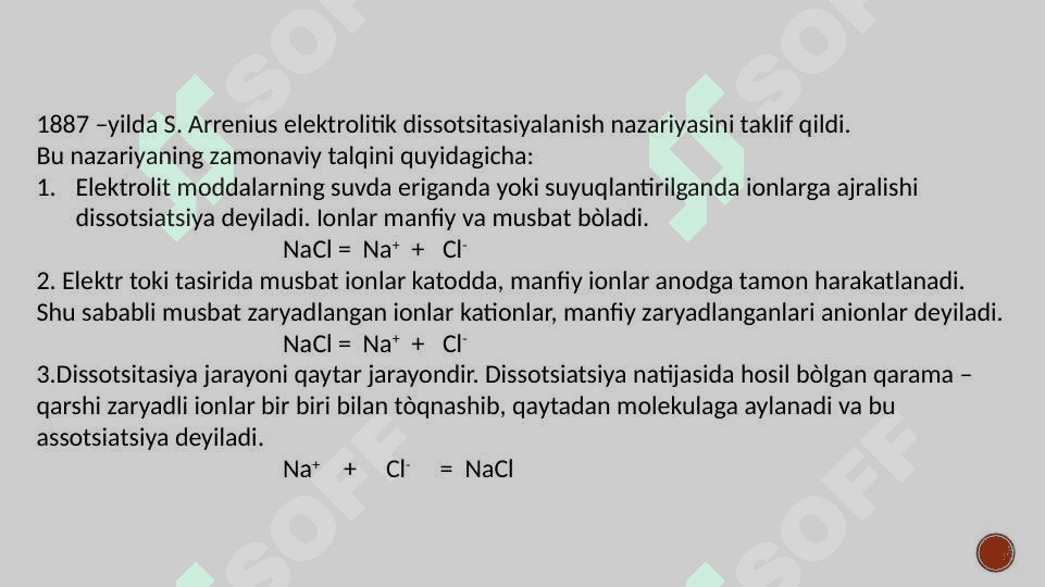 Elektrolitik     dissotSiatsIyalanish   nazariyasi 3