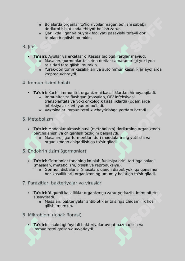 Dorivor moddalarni terapevtik samaradorligiga tasir etuvchi omillar. 4