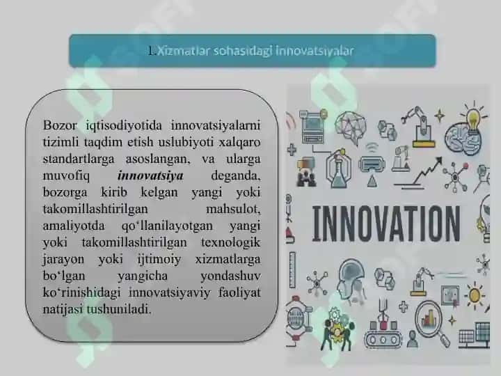 Innovatsiyalarning sohalar bo'yicha turlari 2