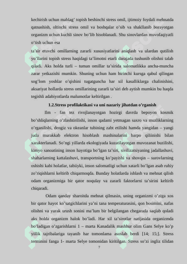 STRESS PROFILAKTIKASI VA UNI BARTARAF ETISH YO’LLARI 7