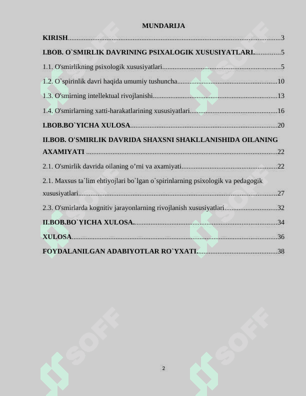 O'smirlar harakteri xususiyatlari shakillanshida oilaning o'rni 2