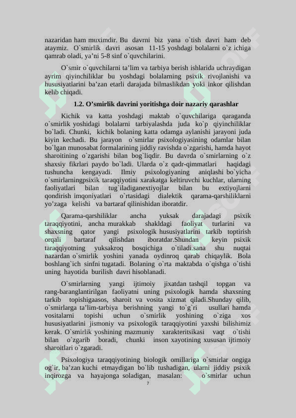 O’smir yoshdagi o‘quvchilarning muammolari va ularga ko‘rsatiladigan yordam 7