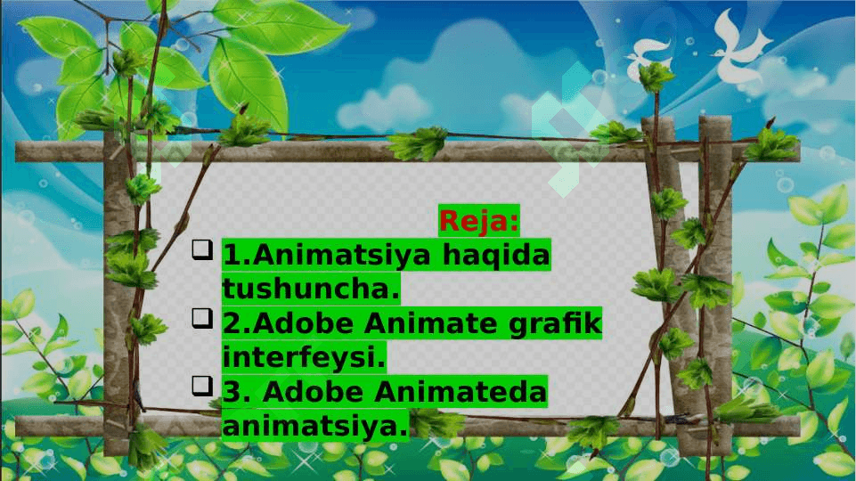 Adobe Animate dasturi haqida,unda dastlabki animatsiya yaratish. 2