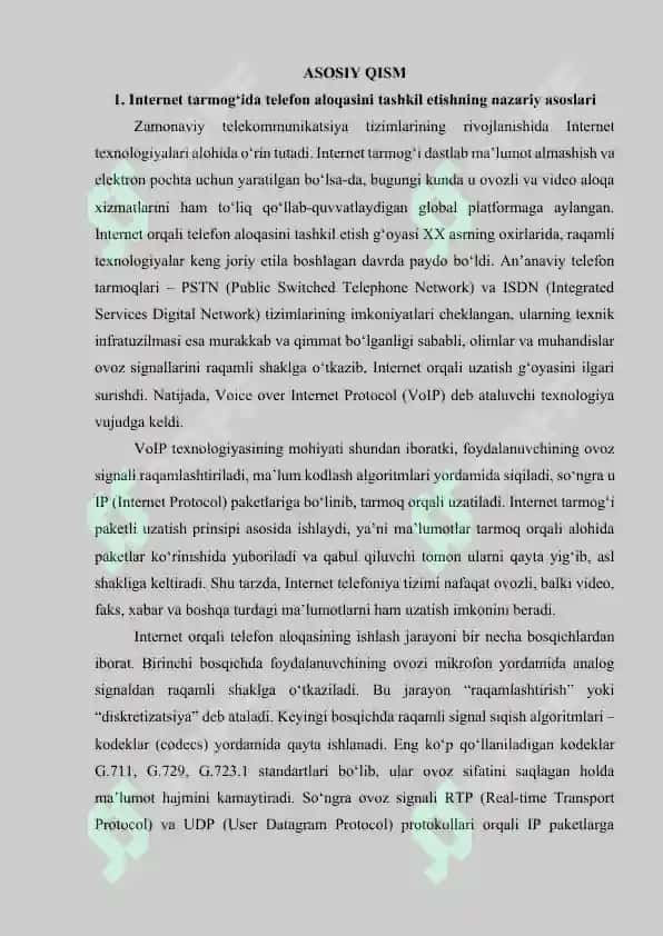 Internet tarmog‘ida telefon xizmatlarini integratsiyalash usullarini o‘rganish 3