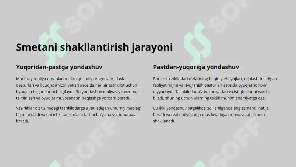 Budjet tashkilotlarida smetalar tarkibi va ularni shakllantirishning xususiyatlari 8