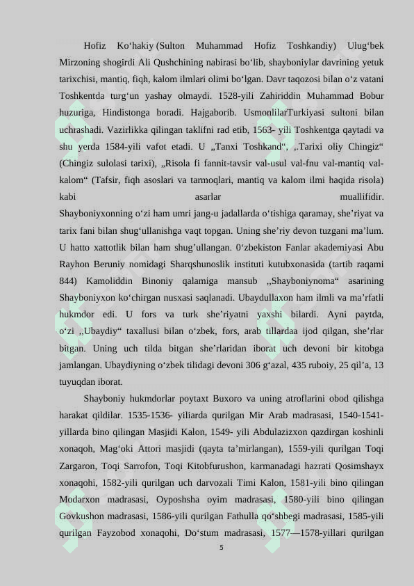 Hofiz Ko`hakiy yashagan ilmiy davr muhiti haqida 5