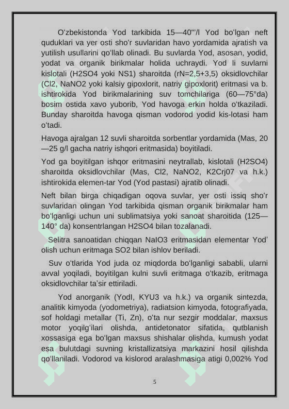 Yod va uning birikmalari sanoatdagi ahamiyati 5