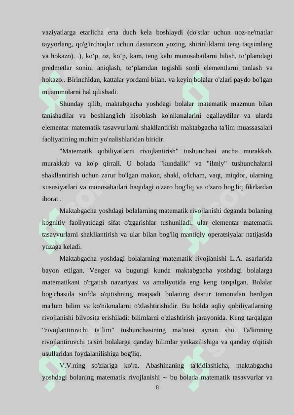 Maktabgacha  yoshdagi bolalarda elementar matematik tasavvurlarni shakllantirish metodikasi. 6