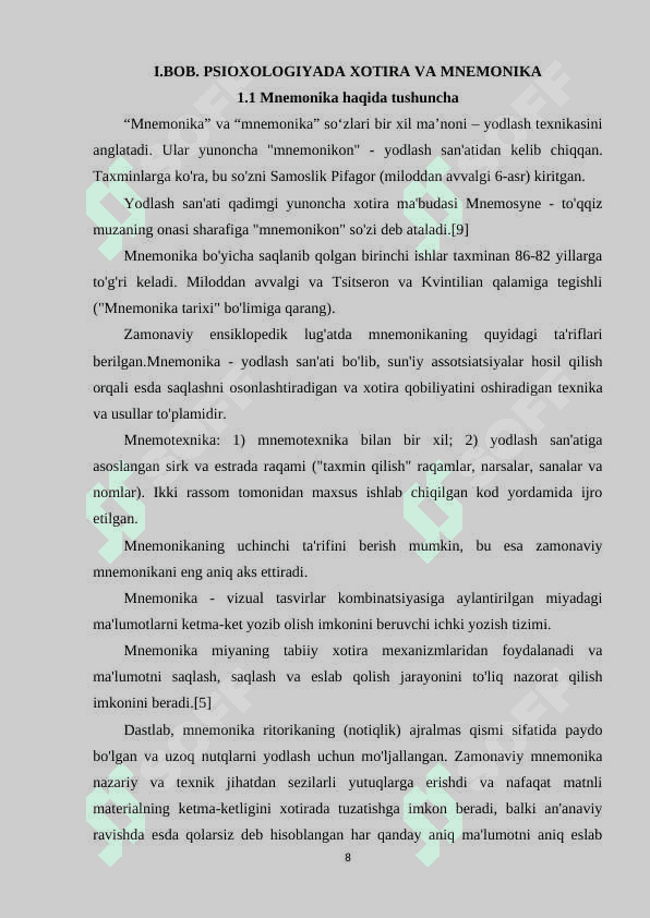 PSIXOLOGIYADA MNEMONIKA VA MNEMOTEXNIKA 6