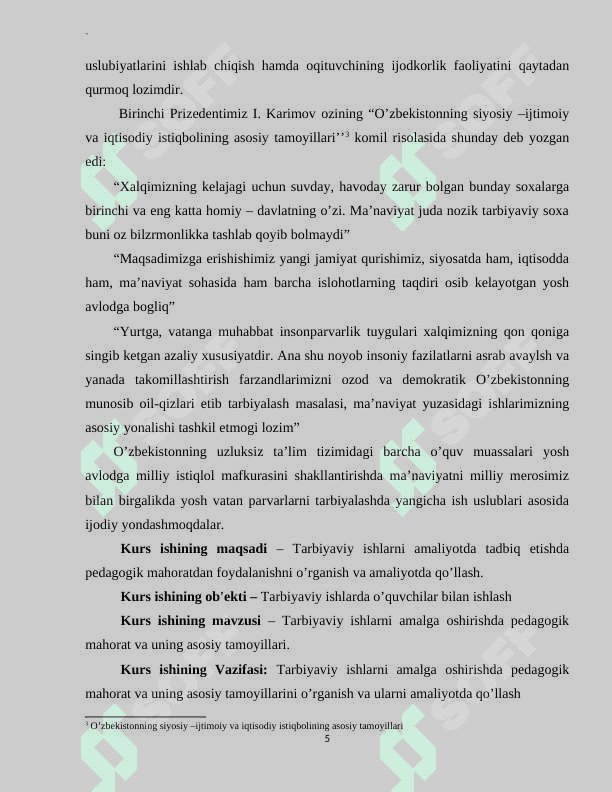 Tarbiyaviy ishlarni amalga oshirishda pedagogik mahoratning o`rni. 5