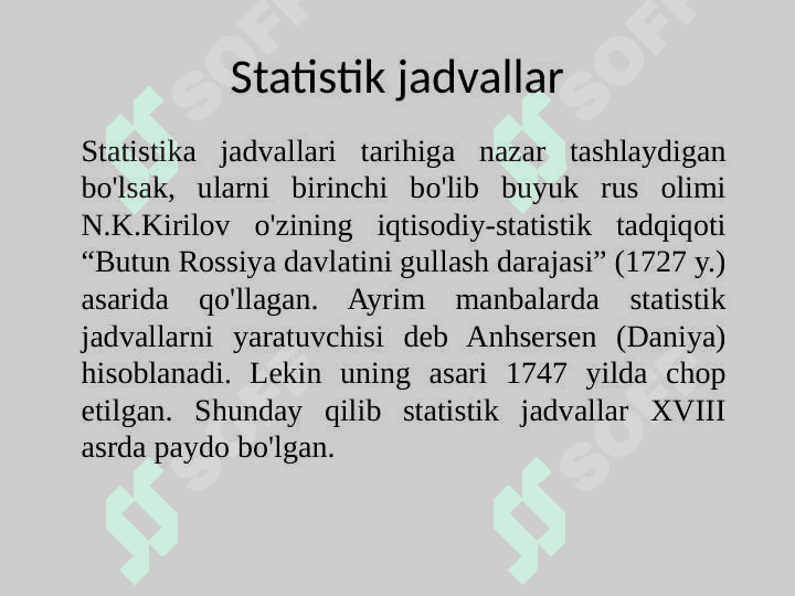 Statistik ma’lumotlarni jadval va grafiklarda tasvirlash. 3