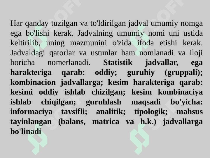 Statistik ma’lumotlarni jadval va grafiklarda tasvirlash. 6