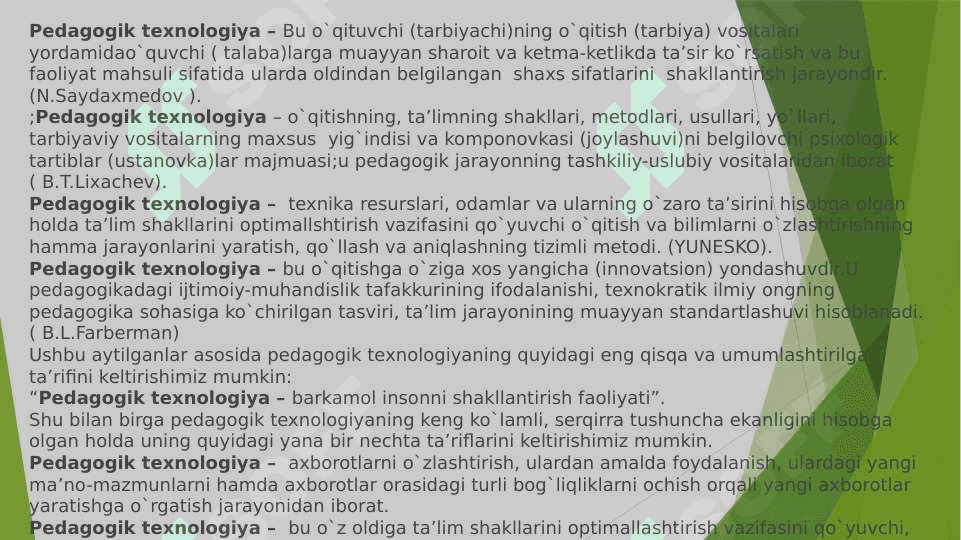 Pedagogik texnologiyalarning rivojlanish bosqichlari va o‘ziga xos xususiyatlari 5
