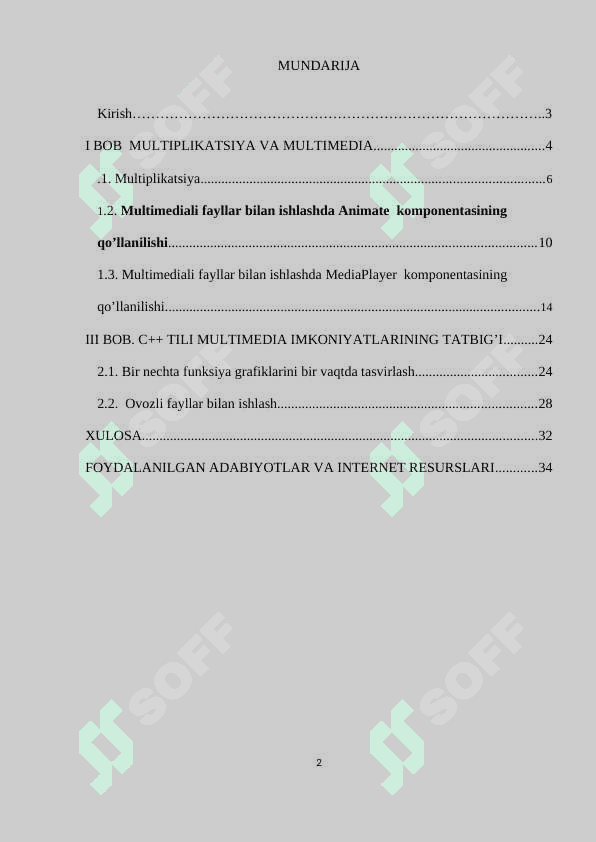 C++ TILIDA MULTIMEDIA kurs ishi 2