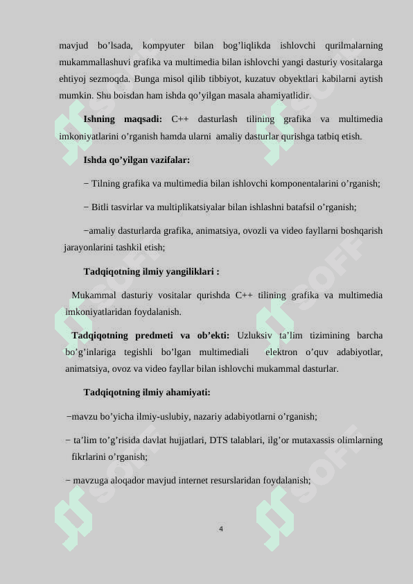 C++ TILIDA MULTIMEDIA kurs ishi 4