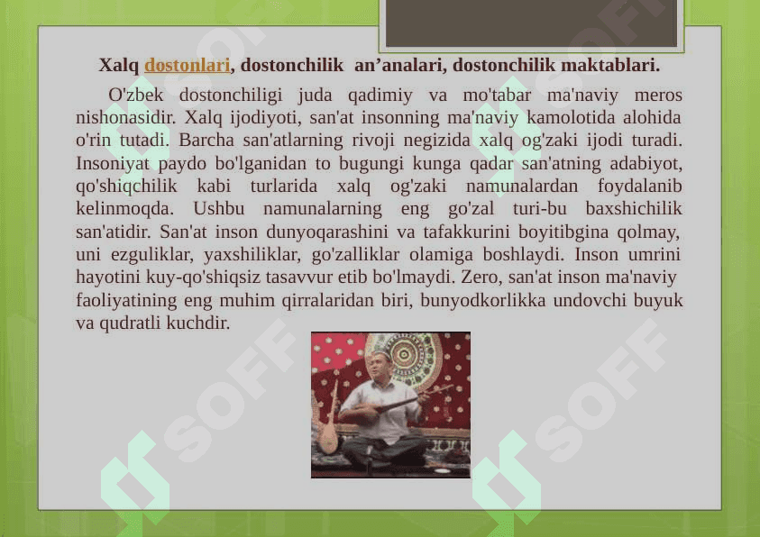O’ZBEKISTONDA  DOSTONCHILIK SAN’ATI. 7