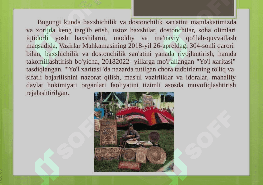 O’ZBEKISTONDA  DOSTONCHILIK SAN’ATI. 8
