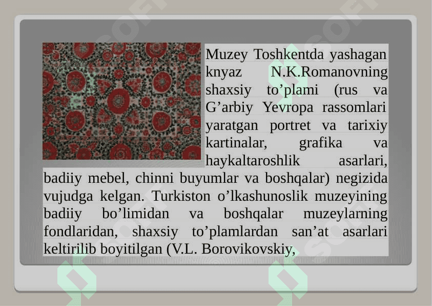 O‘ZBEKISTON DAVLAT  SAN‘AT MUZEYI 3