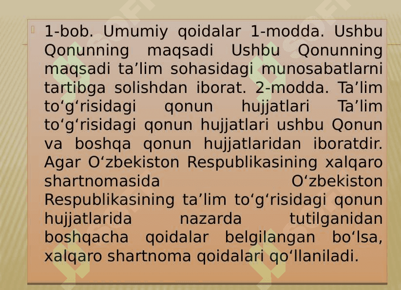 O‘ZBEKISTON RESPUBLIKASINING QONUNI TA’LIM TO‘G‘RISIDA 4