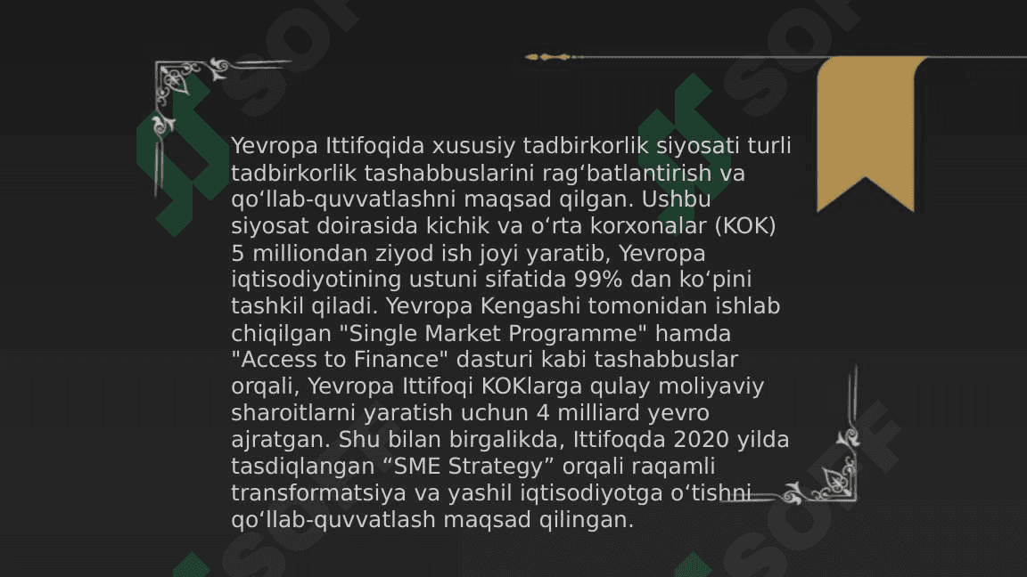 Xorijiy mamlakatlarda kichik biznes va xususiy tadbirkorlikni rivojlanishi 4