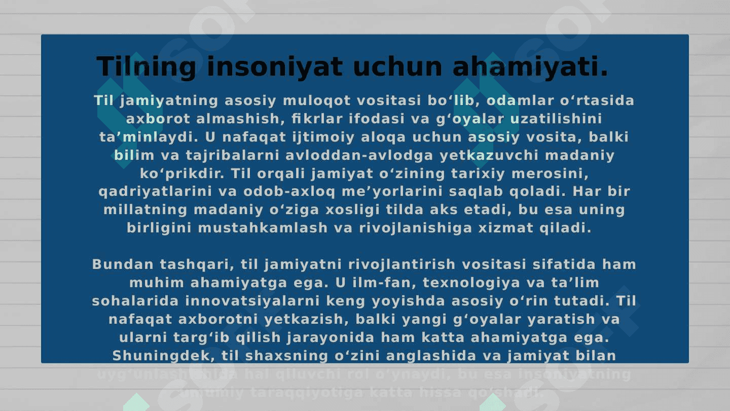 TIL ENG MUHIM MULOQOT VOSITASI, TILNING PAYDO BO’LISHI HAQIDAGI TA’LIMOTLAR NAZARIYALAR 3