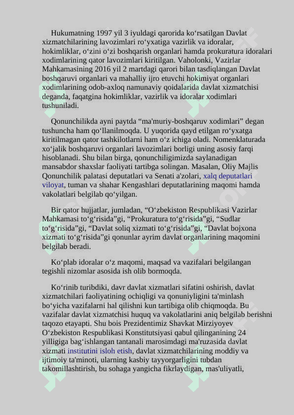 Mustaqillik yillarida davlat boshqaruvi tizimida amalga oshirilgan islohotlar 2