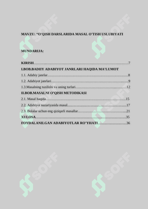 O'QISH DARSLARIDA MASAL O'TISH USLUBIYATI 2