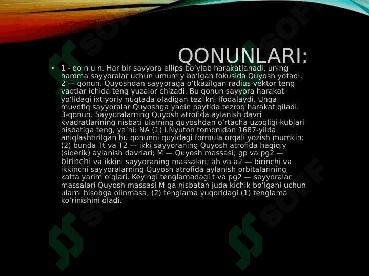 Kepler qonunlari 2