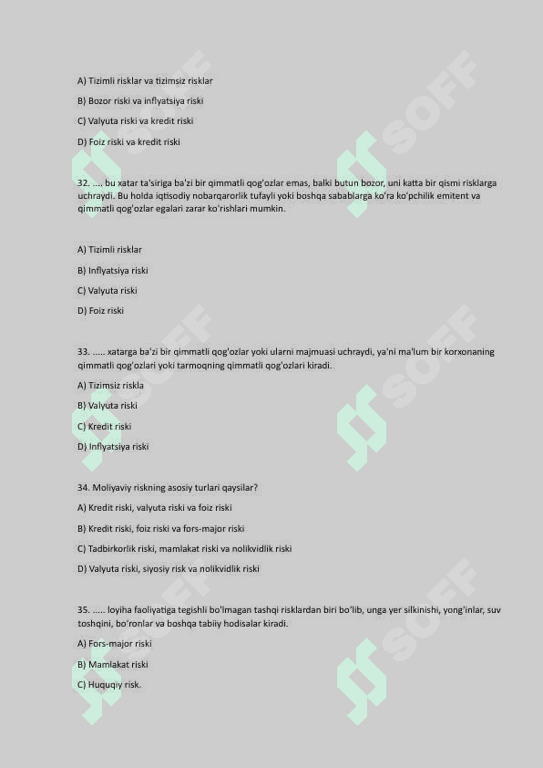 Moliya fanidan test bazasi 8