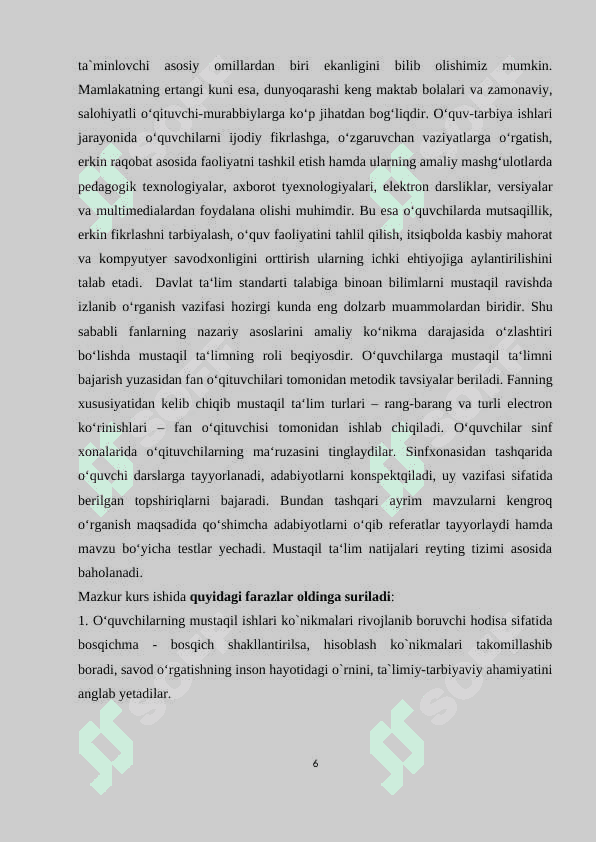 Savod oʻrgatish darslarida oʻquvchilarning mustaqil ishlarini tashkil etish 5