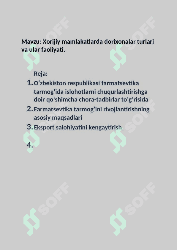 Xorijiy mamlakatlarda dorixonalar turlari va ular faoliyati 2