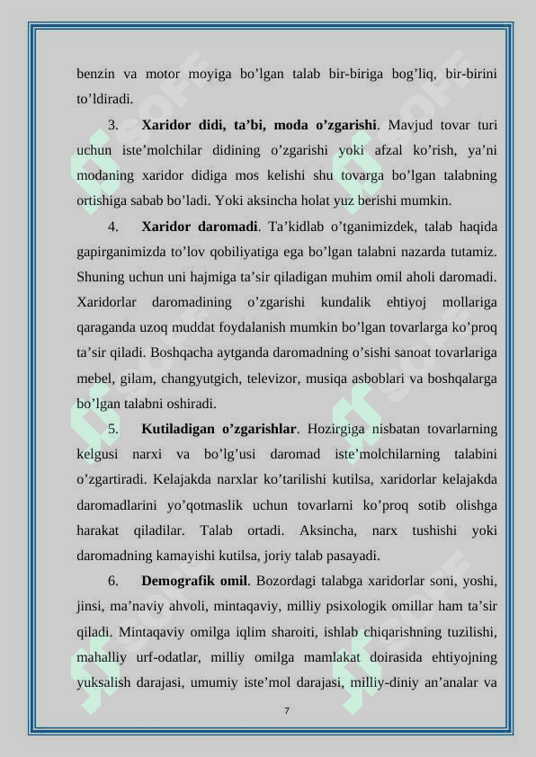 Talab va taklifning nazariyasi 7
