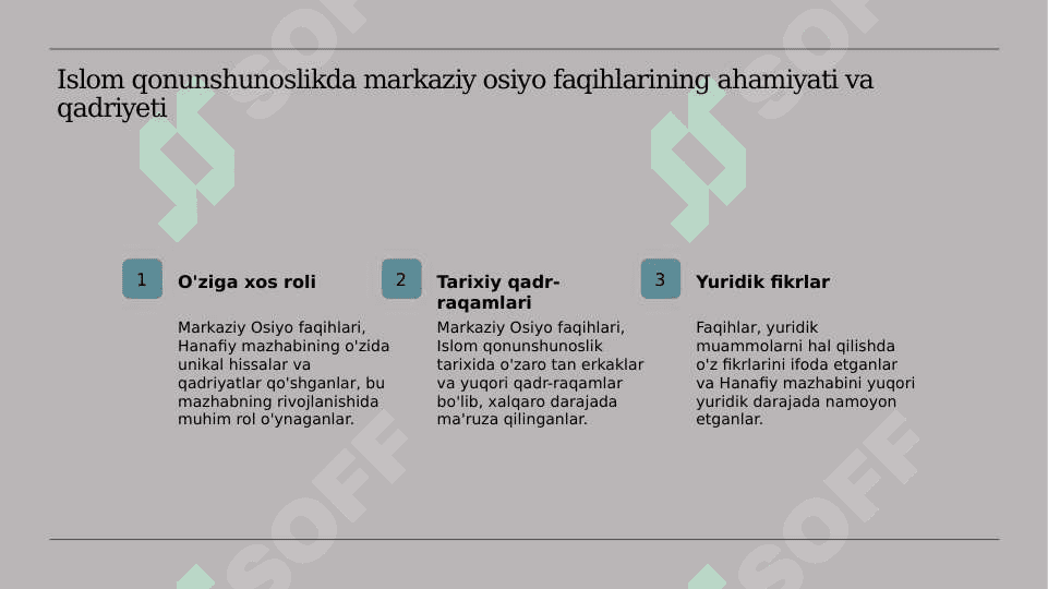Islom dinining aqidaviy  yo'nalishlari va maktablari. Markaziy Osiyo tarixida hanafiy mazhabining o'rni 5