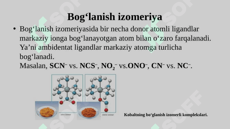 Koordinatsion birikmalarda izomeriya turlari. 6