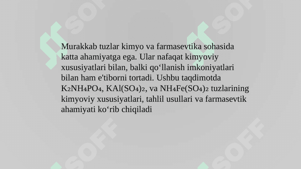 Murakkab K2NH4PO4, KAlSO4, NH4Fe(SO4)2 quruq tuzlarining tizimli tahlil chizmasi 3
