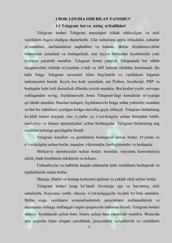 LOYIHA ISHI :“INSTAGRAMM  FOYDALANUVCHILARI   HAQIDA  MALUMOT  CHIQARIB BERUVCHI  TELEGRAM  BOT” 6