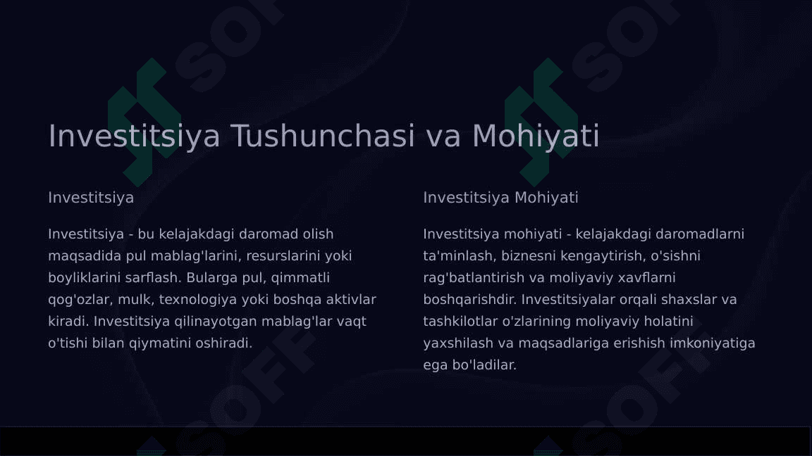 Investitsiya Jarayoni 2