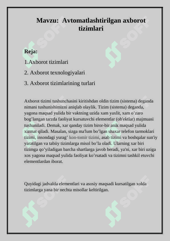 Avtomatlashtirilgan axborot tizimlari 2