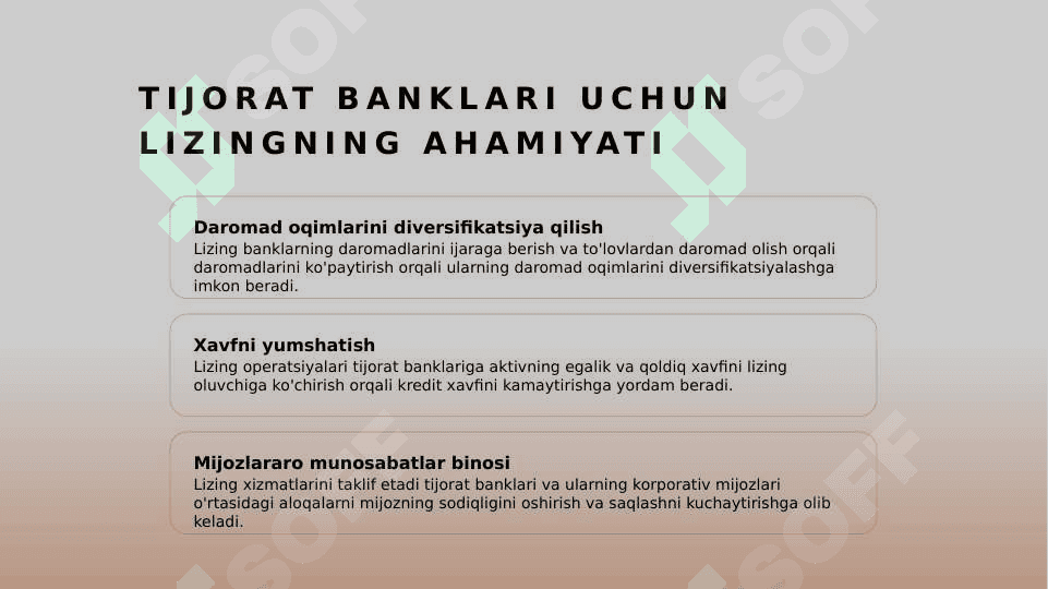 Lizing operatsiyalarini amalga oshirish va tijorat banklari tomonidan buxgalteriya hisobi. 3