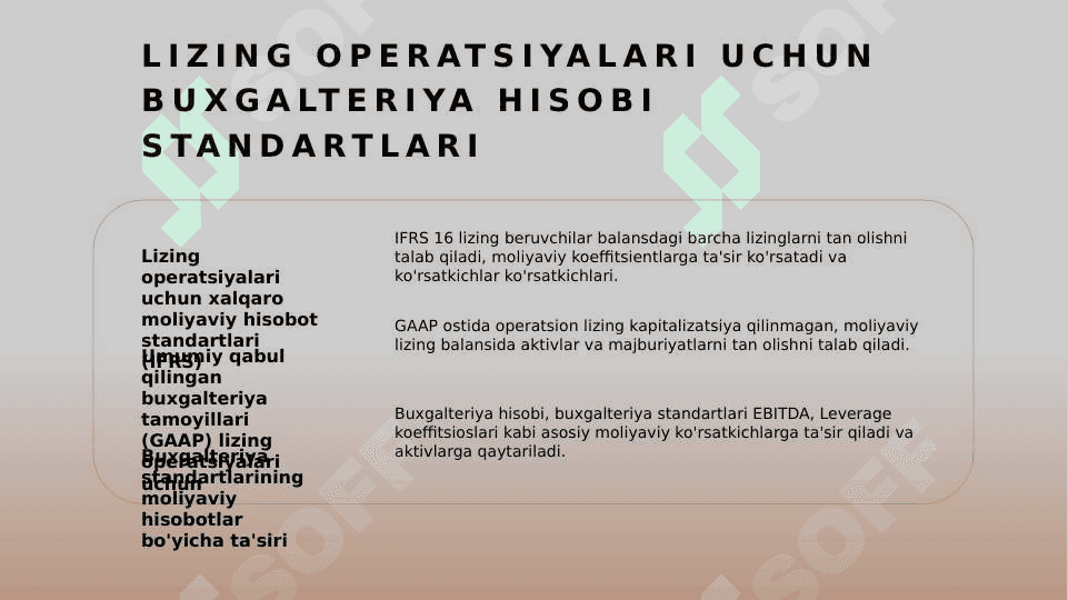 Lizing operatsiyalarini amalga oshirish va tijorat banklari tomonidan buxgalteriya hisobi. 6