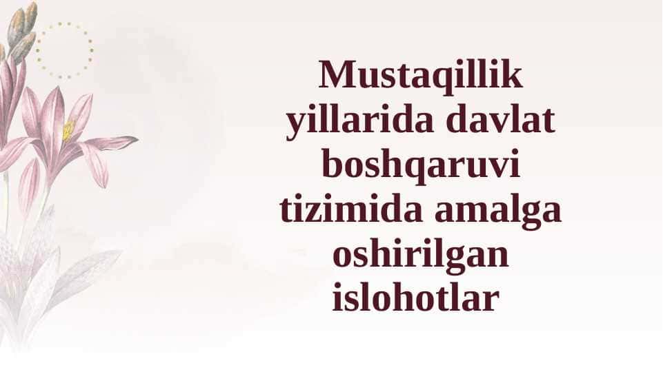 Mustaqillik yillarida davlat boshqaruvi tizimida amalga oshirilgan islohotlar