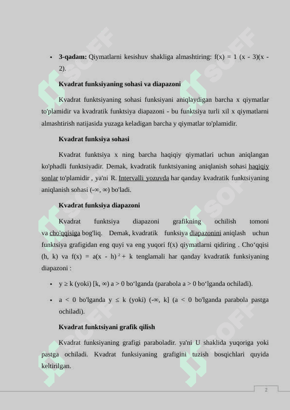 Kvadrat funksiyalar 8