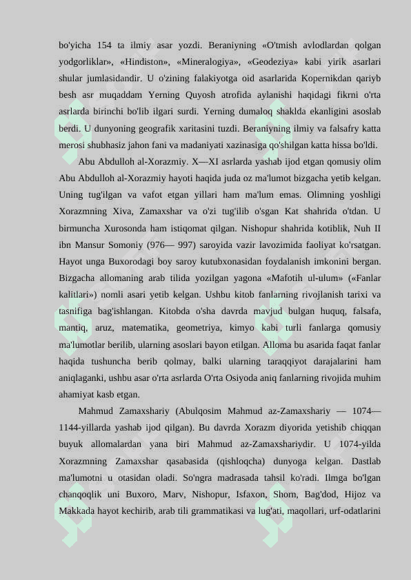 O’rta Osiyo xalqlarining ix-xii asrlardagi (Renisans) uyg’onish davri 8