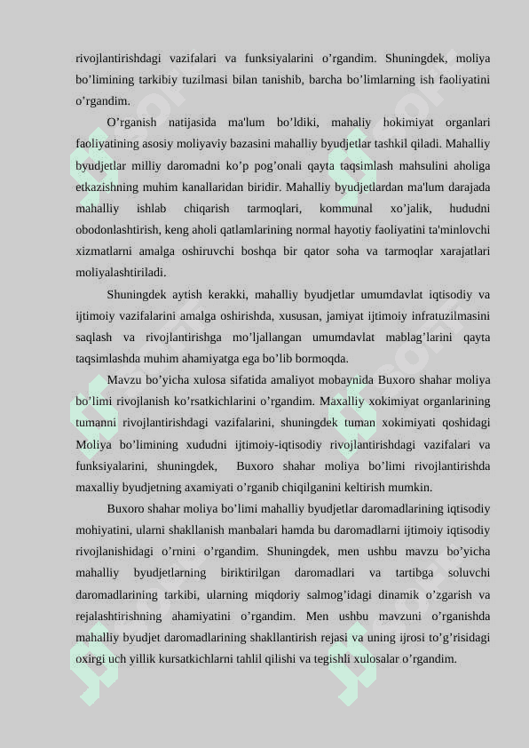 Buxoro viloyati Buxoro shahar bo'limi amaliyot hisoboti 3