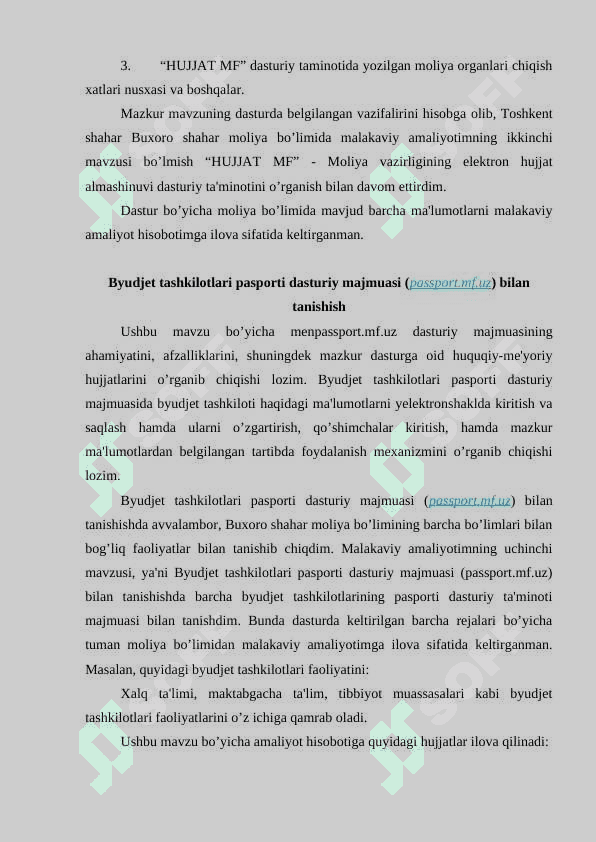 Buxoro viloyati Buxoro shahar bo'limi amaliyot hisoboti 6