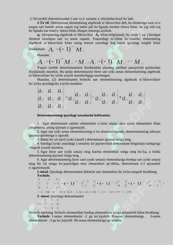 MATRITSALAR VA ULAR USTIDA AMALLAR 3